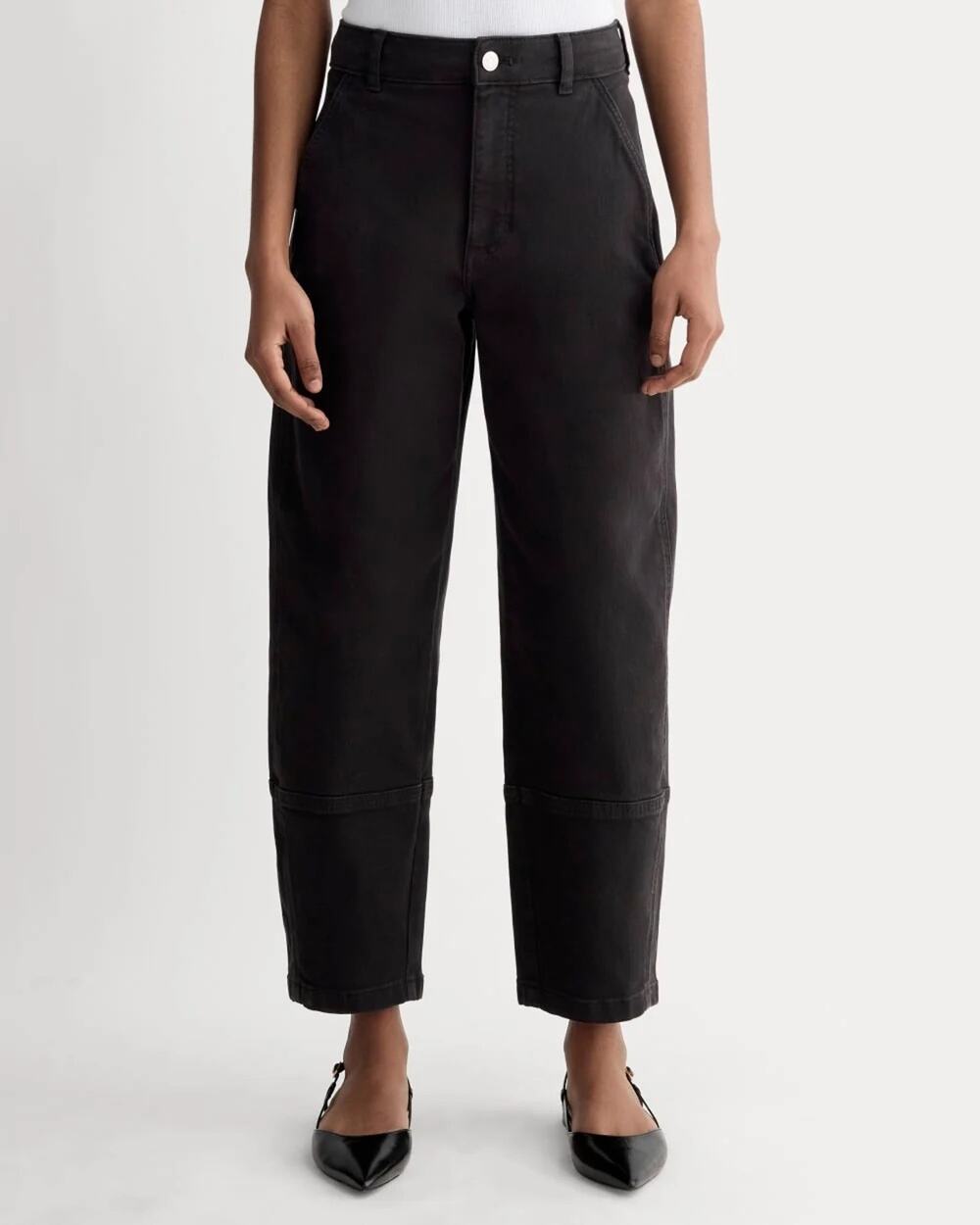 NWT Everlane The Utility Barrel Pant High-Rise Cotton Twill In Black Size 00